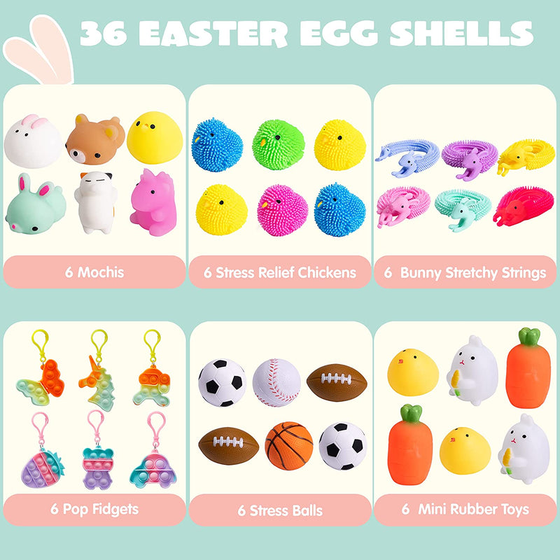 36Pcs Assorted Toys Prefilled Easter Eggs