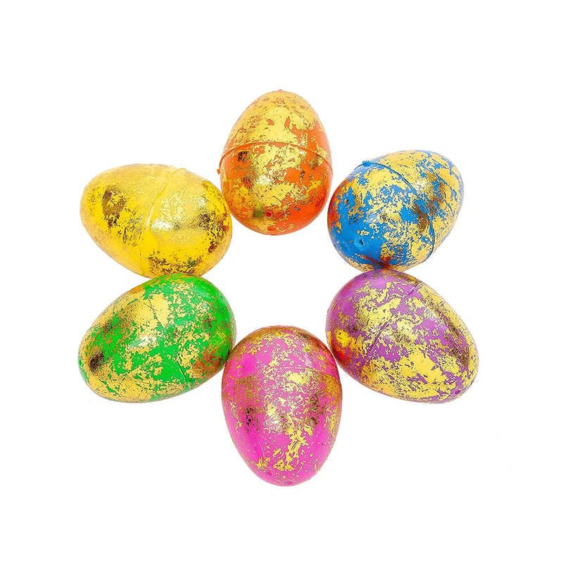 36ps Sparkling Gold Splattered Easter Egg Shells 3.15in
