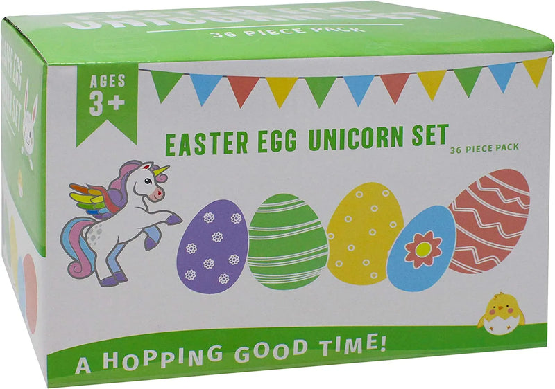 36Pcs Prefilled Easter Eggs with Rainbow Unicorn Toys