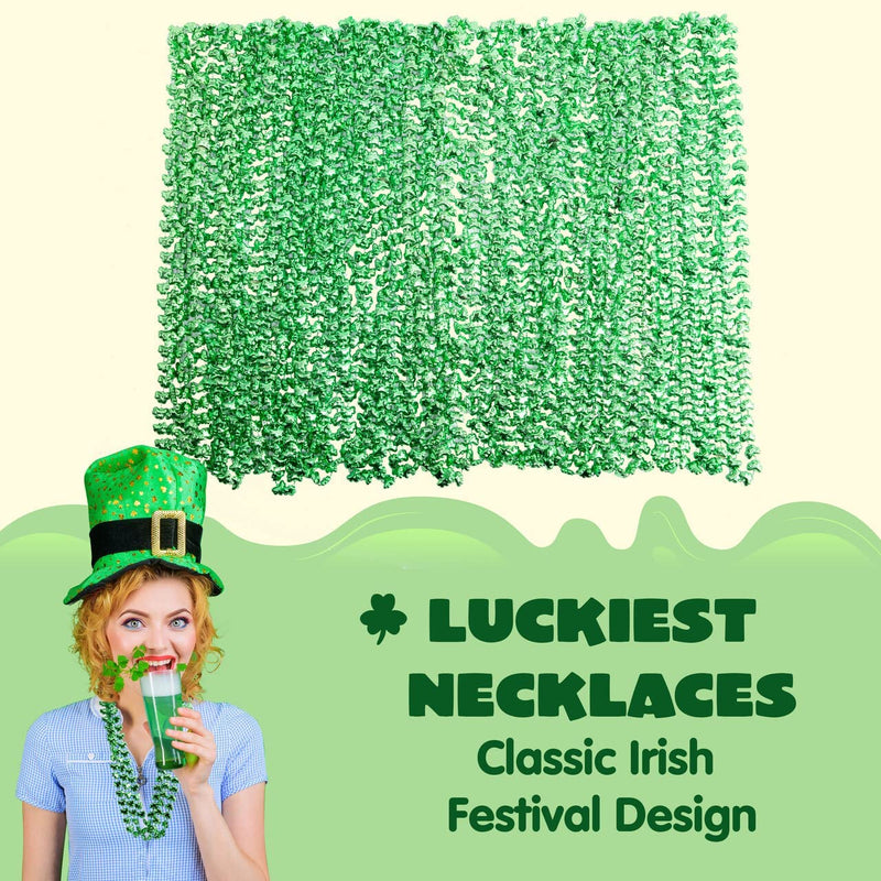 36Pcs St Patrick's Green Shamrock Bead Necklaces