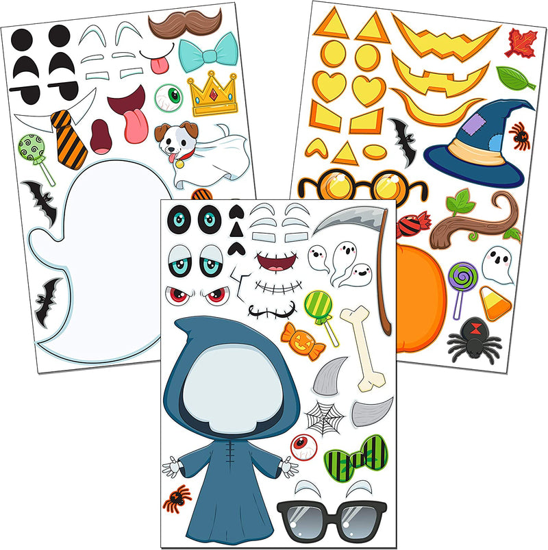 36 Piece Halloween Make-a-face Sticker Sheets