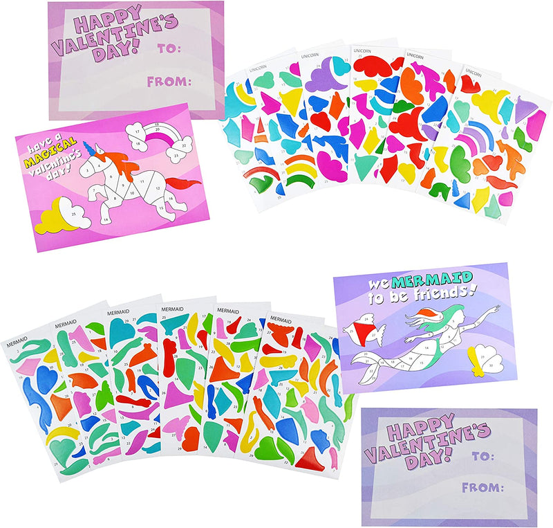 36 Pieces Character Sticker Set for Valentines Day in 6 Designs for Kids