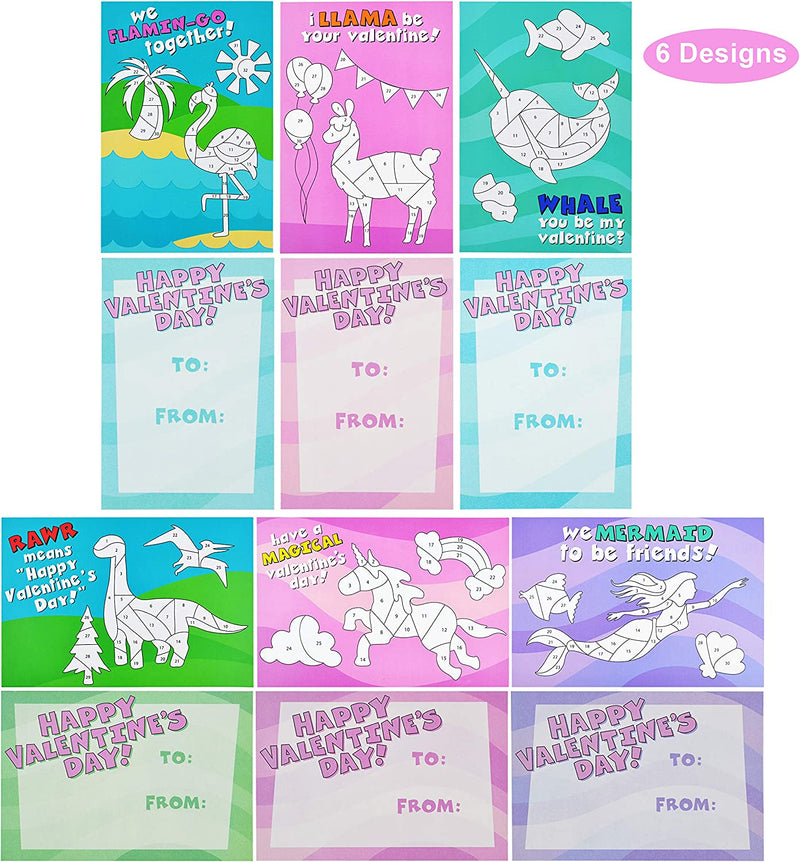 36 Pieces Character Sticker Set for Valentines Day in 6 Designs for Kids