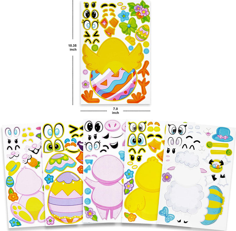 36Pcs Easter Mix and match Make A Face Animal Stickers