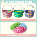 3Pcs Easter Bamboo Woven Goodie Basket with 3 Colors Easter Grass