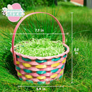 3Pcs Easter Bamboo Woven Goodie Basket with 3 Colors Easter Grass