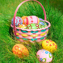 3Pcs Easter Bamboo Woven Goodie Basket with 3 Colors Easter Grass