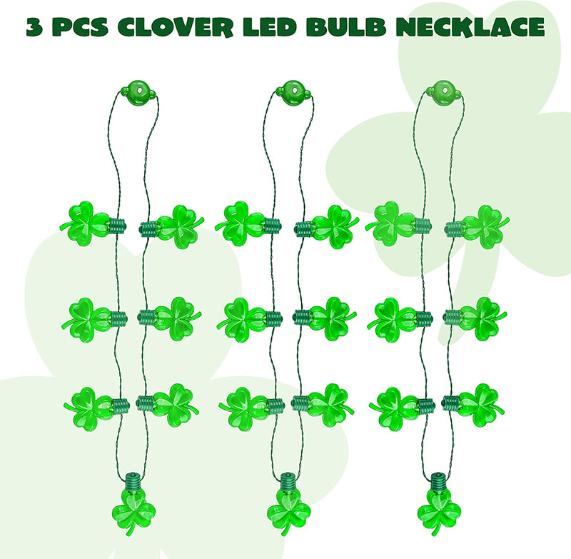 3Pcs St Patrick's Day Light Up Necklaces