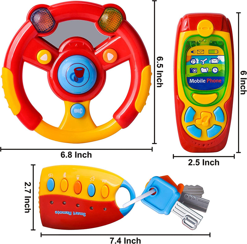 3 Pcs Toddler Driving Steering Wheel Toy