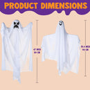 3 Pcs Halloween Light-up White Hanging Ghost, one 47in, Two 35.4in