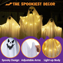3 Pcs Halloween Light-up White Hanging Ghost, one 47in, Two 35.4in