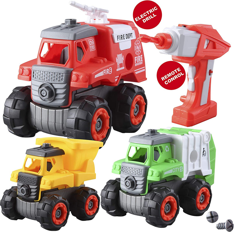 3 in 1 Take Apart RC Remote Control Truck Toy Combo Set