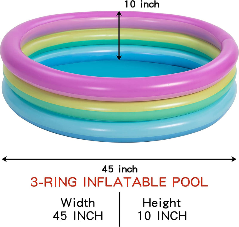 SLOOSH - 2 Packs 45in Multicolor (6 Color Rings) Inflatable Baby Swimming Pool Set