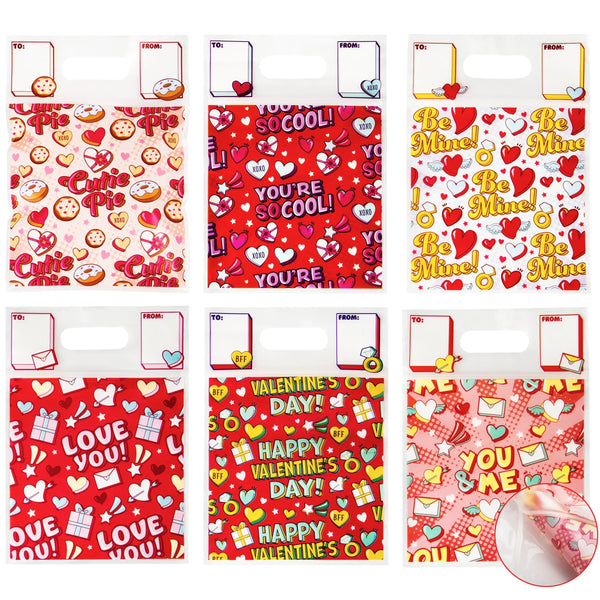 Premium Frosted Heart Print Plastic Gift Bags