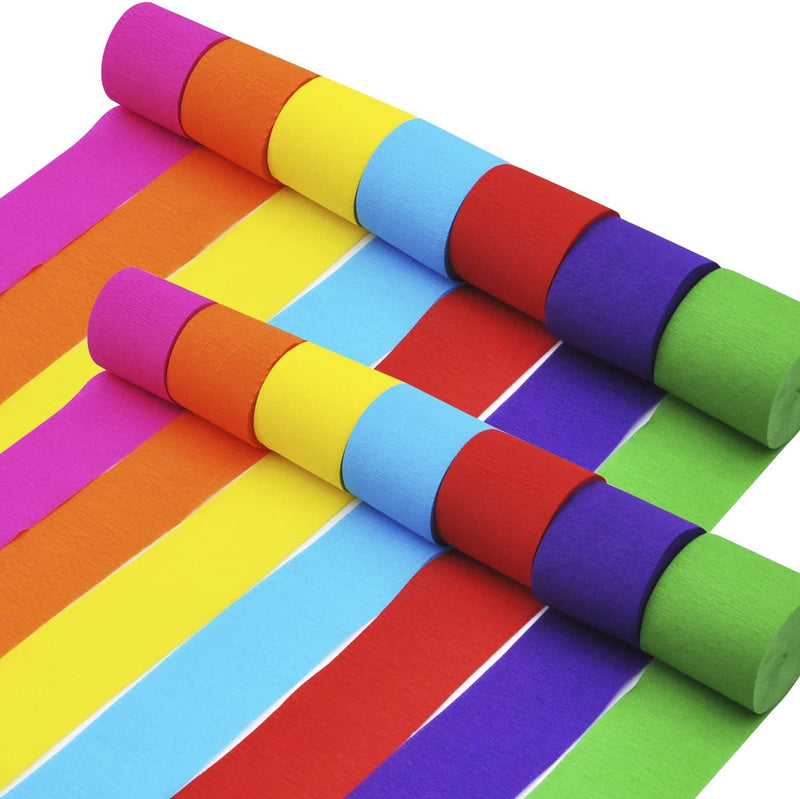 48 Rolls Crepe Paper Streamers, 7 Colors