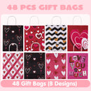 48pcs Valentine's Day Paper Gift Bags with Handle