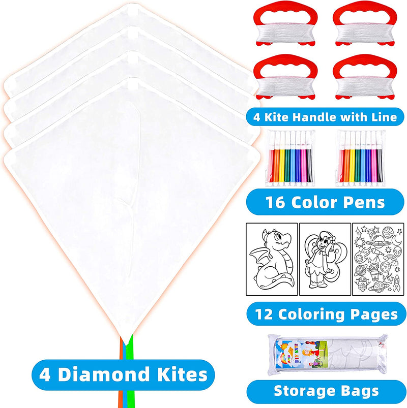 4 Packs DIY Diamond Kite with Watercolor Pen