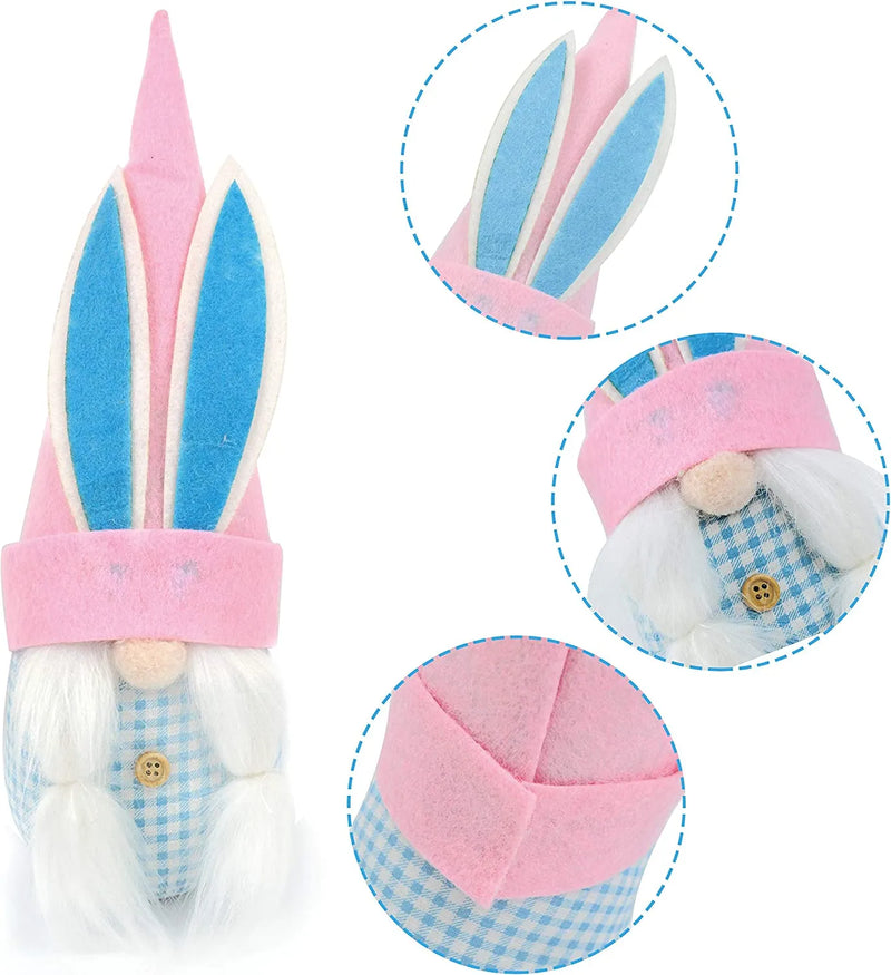 4Pcs Easter Gnome Gingham Color