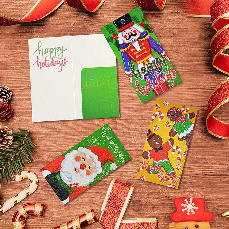 40 Pcs Holographic Christmas Greeting Cards