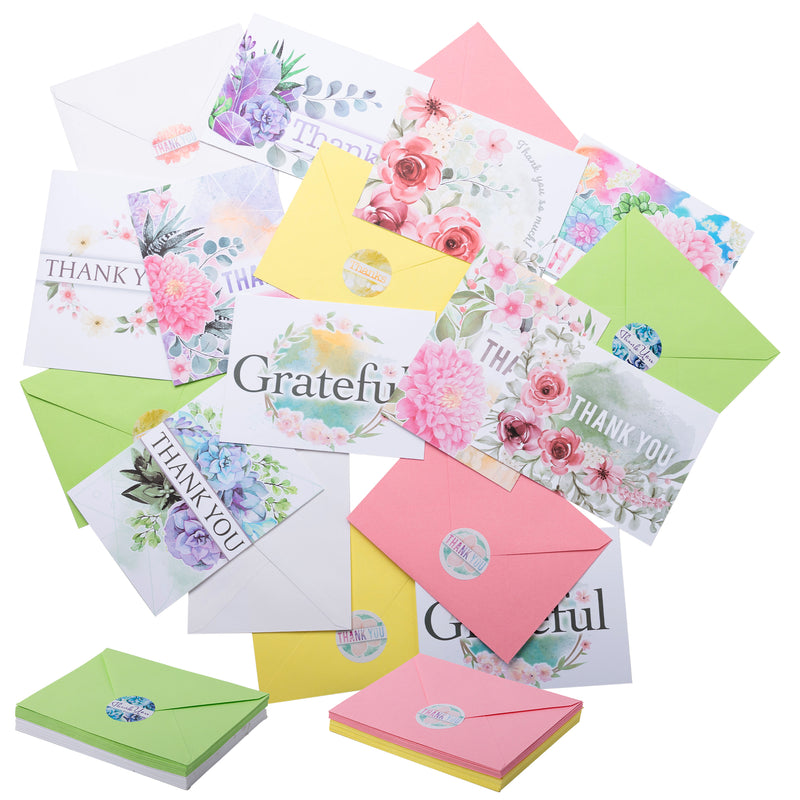 Floral Thank You Cards, 72 Pcs