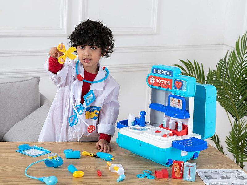 Doctor Kit for Kids, 31-Piece Kids Doctor Playset with Roleplay Costume &  Carry Case, Toddler Pretend Play Doctor Set, Birthday Gift for 3 4 5 6 Year