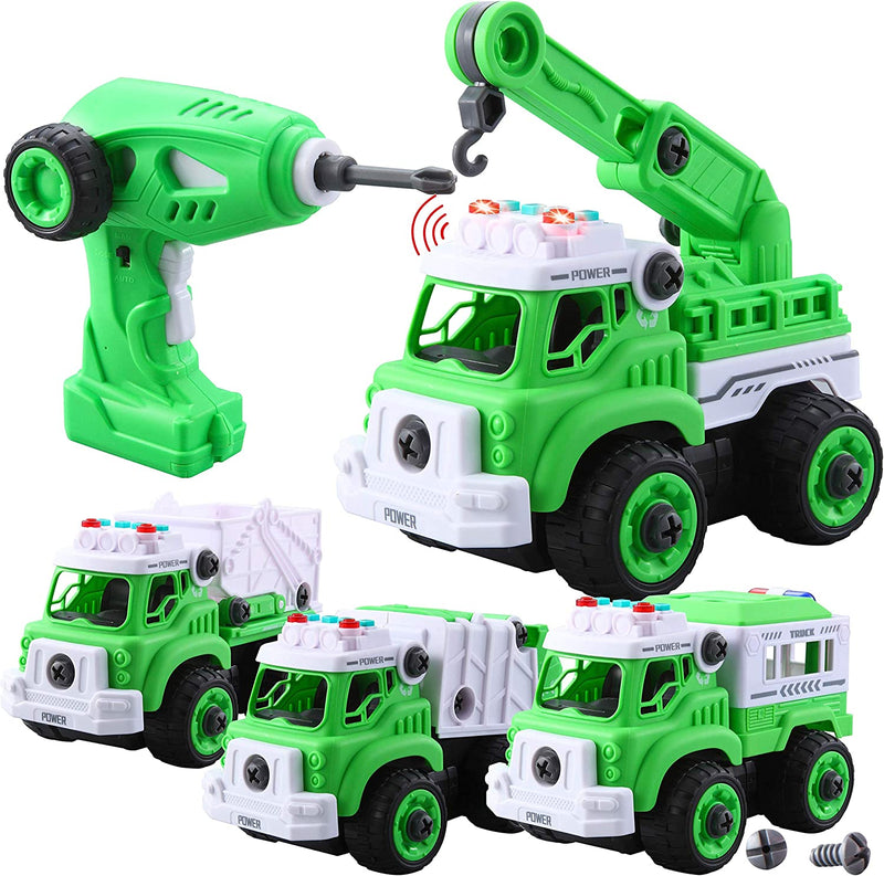 4 in 1 Take Apart RC Garbage Truck Toy and Remote Control