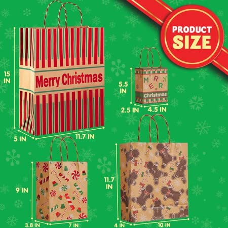 Kraft Gift Bags Assorted Sizes, 24 Pcs