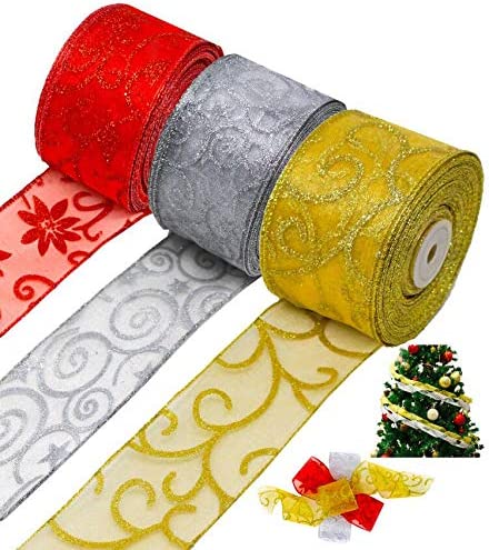 3 Colors Christmas Thick Ribbon Rolls