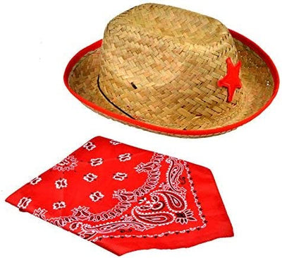 4942 12 Set Straw Cowboy Hats & Bandanas - Cowboy Party Hat Costume With Head 81bLSPLi5dL._AC_UY1000_.jpg main image 4