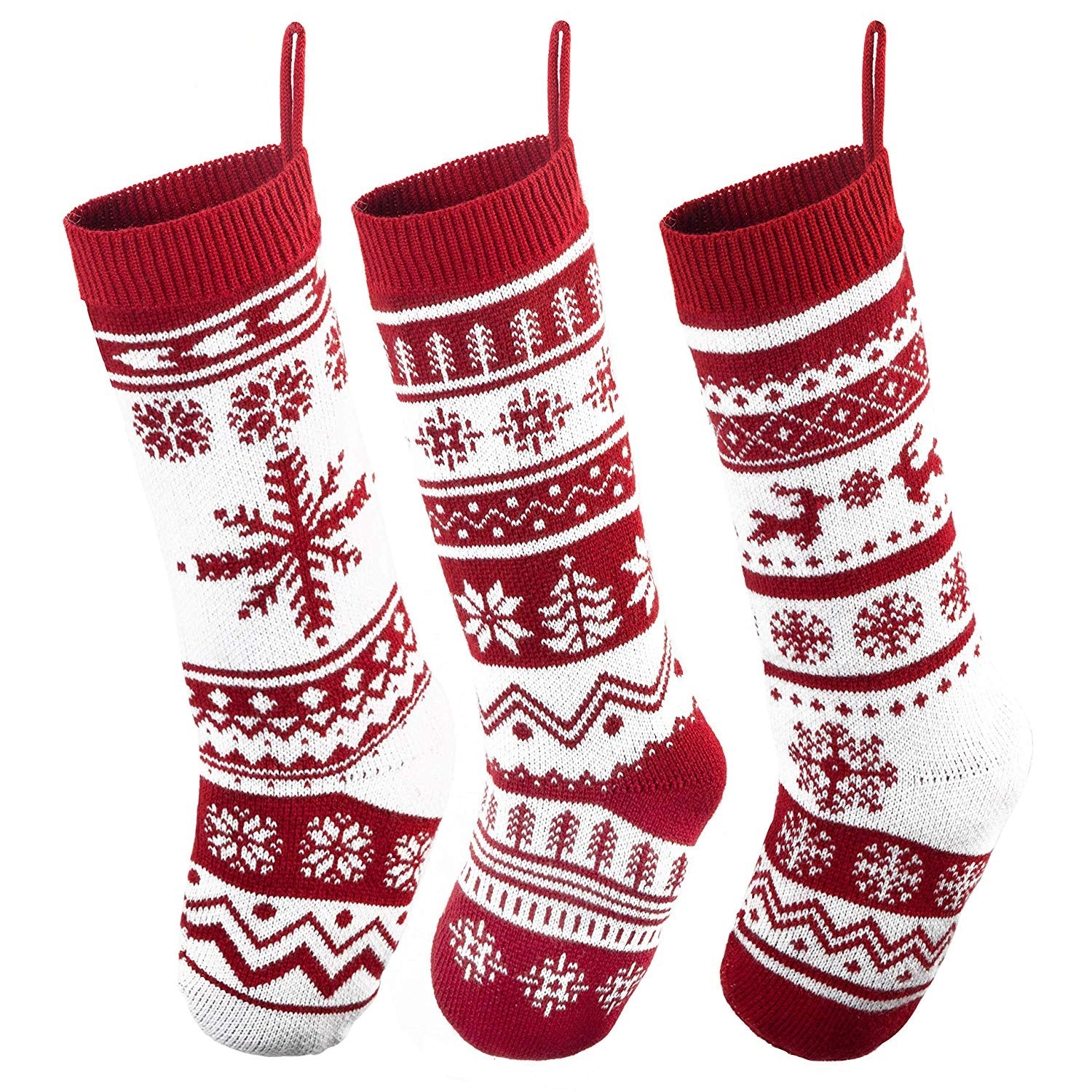 3 Pack 18in Knit Christmas Stockings