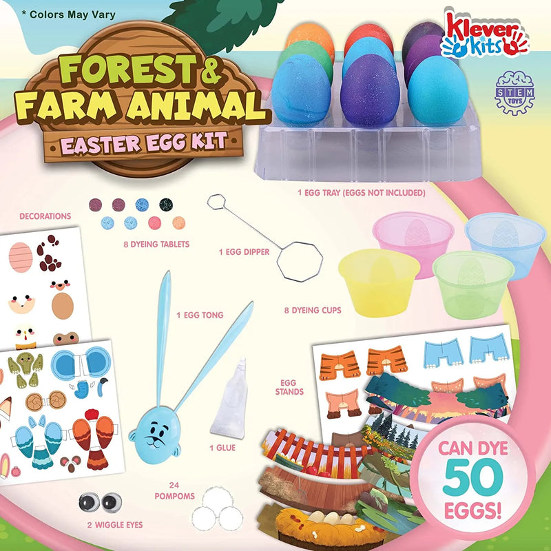 53Pcs DIY Easter Egg Dye Kit Forest and Farm Series