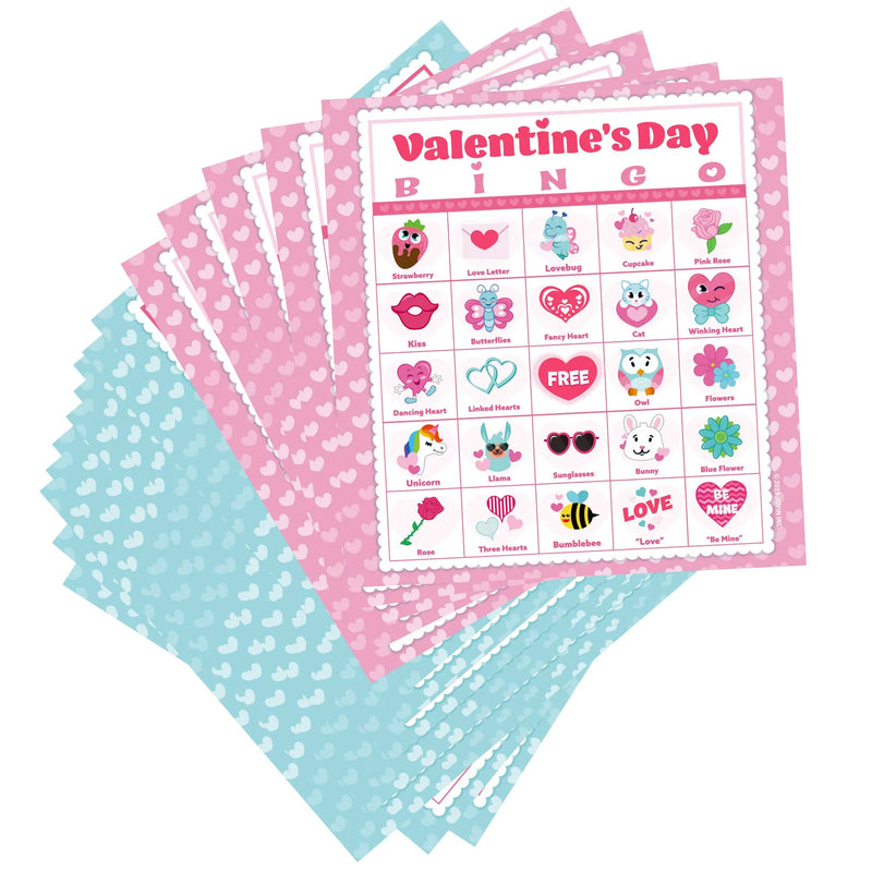 56Pcs Players Valentines Day Bingo Cards (5x5) For Kids