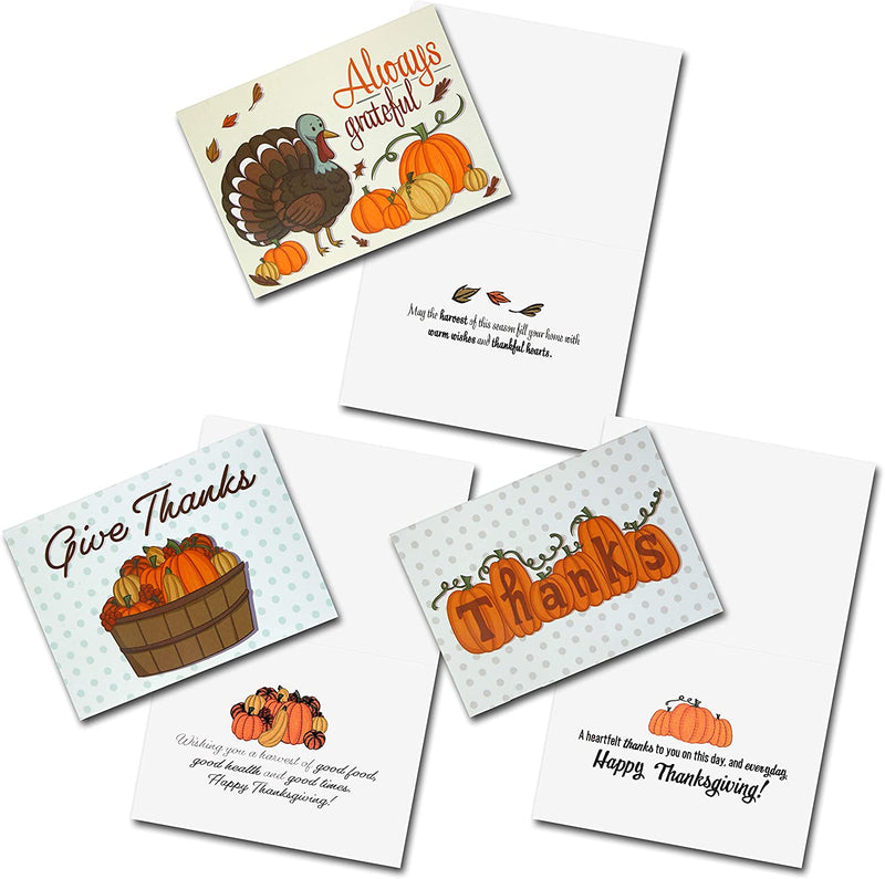 Pumpkin Thanksgiving Greeting Gift Cards, 36 Pcs