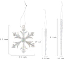2.4in Glass Iridescent Snowflake and Icicle Ornaments, 28 Pcs