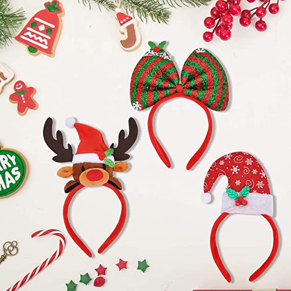 8 Christmas Headbands With Assorted Design