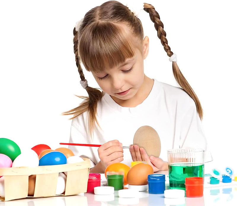 18Pcs Wooden Egg with Paints and Brush 2.36in
