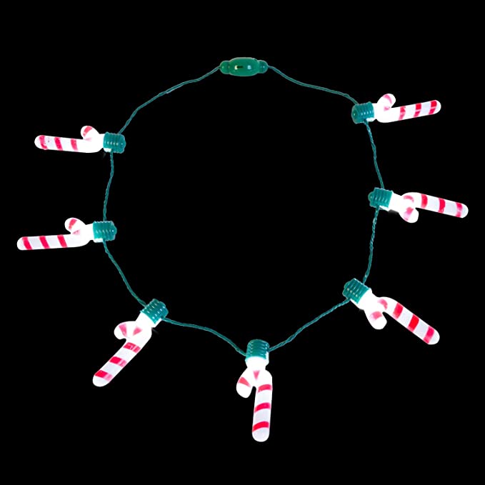 Light Up Candy Cane Bulb Necklaces
