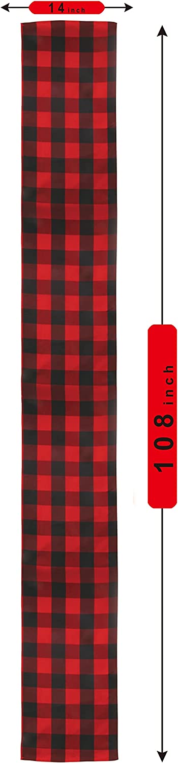 Christmas Table Runner Buffalo Check Classic 14x108in (Red & Black)