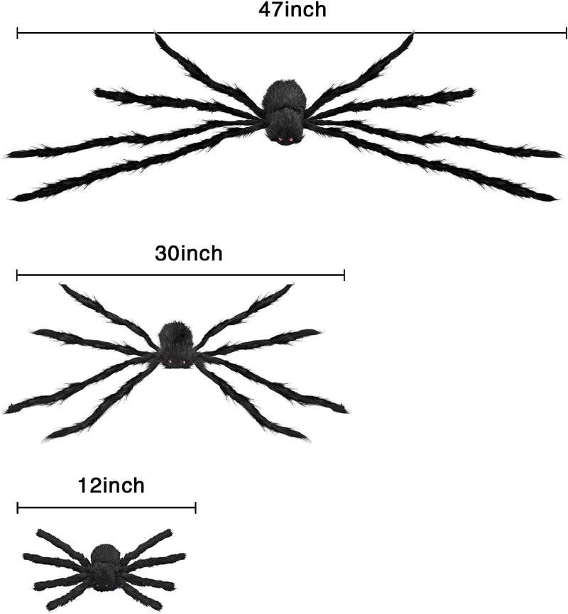 Realistic Hairy Spiders Set, 6 Pack
