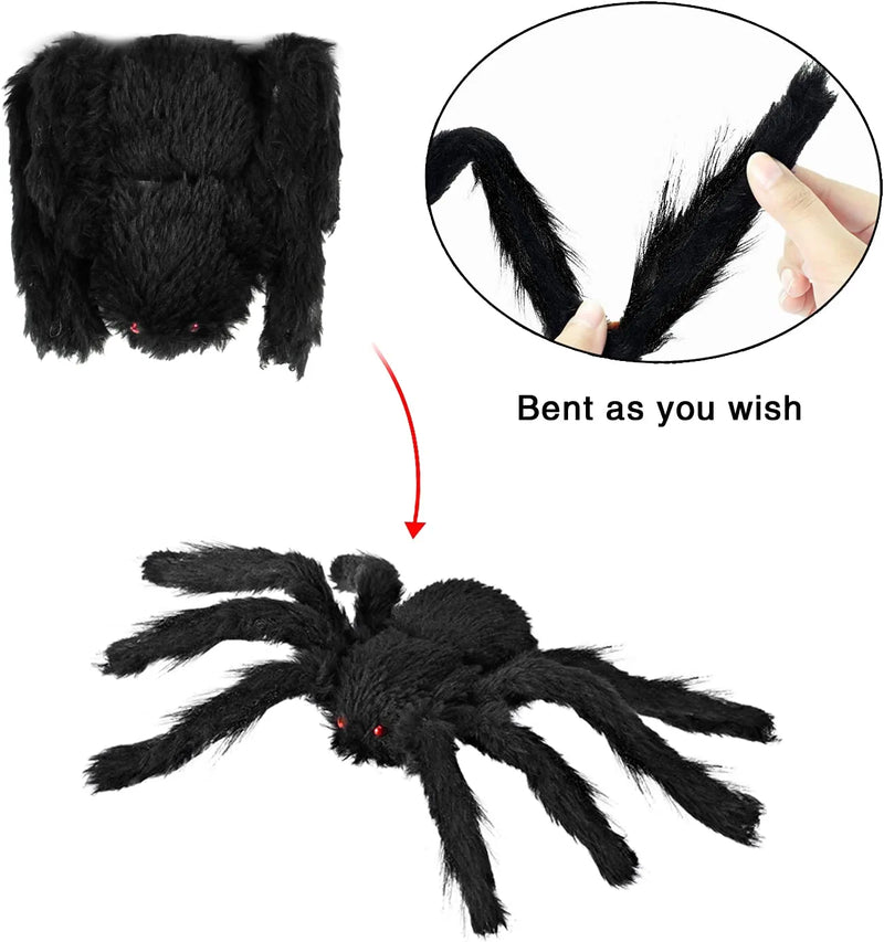Realistic Hairy Spiders Set, 6 Pack
