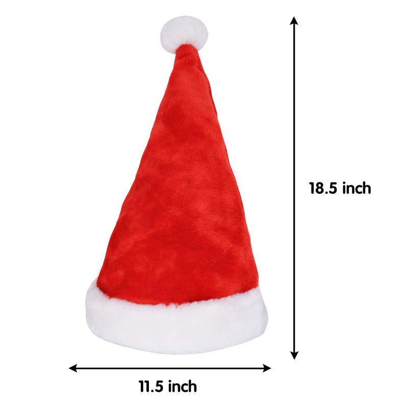 6pcs Santa Hats With White Plush Trim And Red Velvet