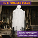 63in Hanging Grim Reaper, Faceless Ghost in White for Halloween Decorations