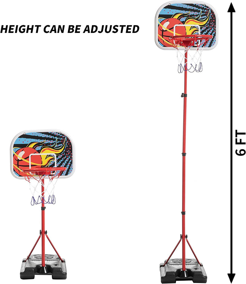 6 Ft Kids Adjustable Basketball Hoop Set