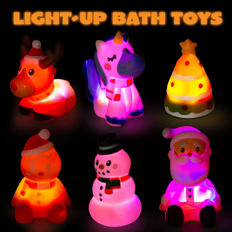 6Pcs Christmas LED Light-UP Bath Toy Set