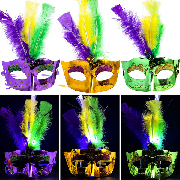 Pin Mardi Gras Feather Mask Purple Green Yellow Party Favor