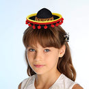 6 Piece Cinco De Mayo Fiesta Fabric And Straw Sombrero Headbands