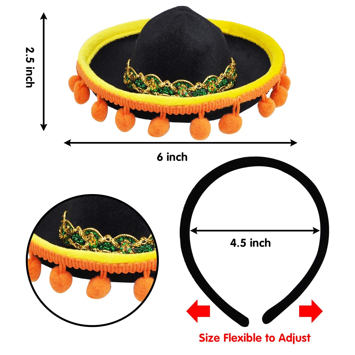 Perfect JOYIN 6 PCS Cinco De Mayo Fiesta Fabric And Straw Sombrero Headbands Party Costume For Fun Fiesta Hat Party Supplies Mexican Theme Decorations Luau Event Photo Props And Party Favors