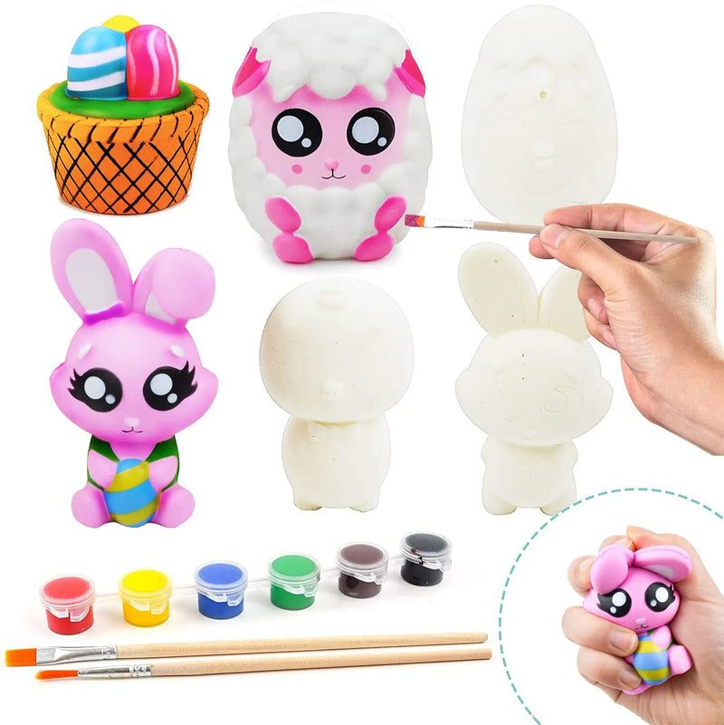 6Pcs DIY Easter Squishy Coloring Craft Kit