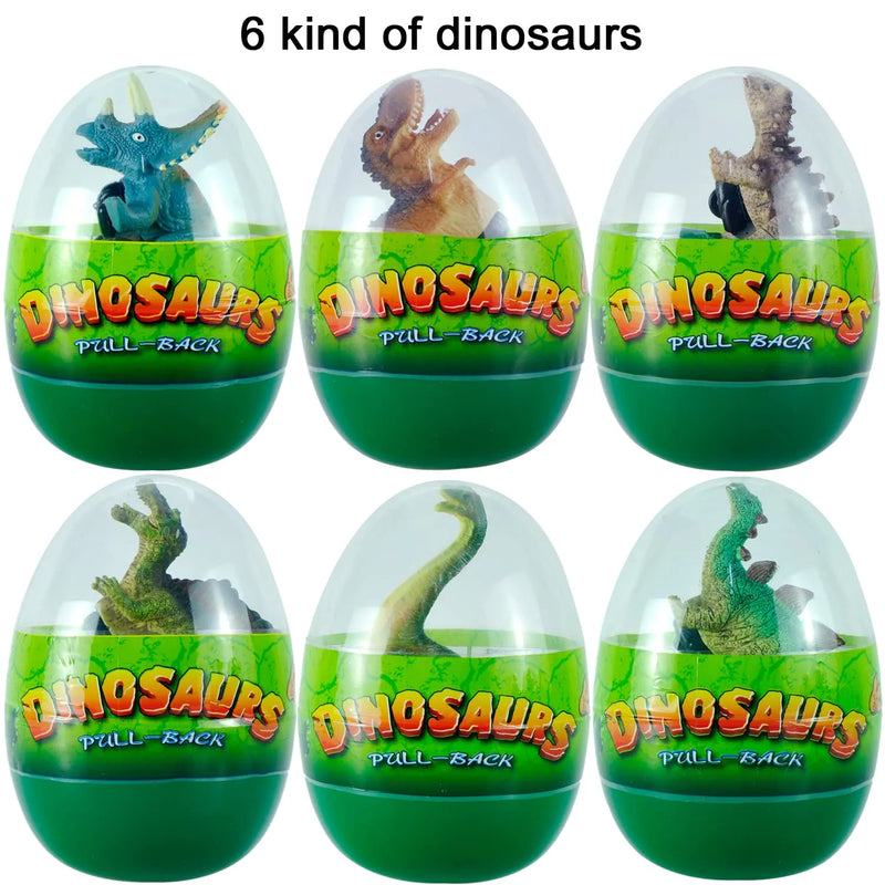 6Pcs Dinosaur Pull Back Cars Prefilled Easter Eggs 4.5in