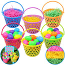 6Pcs Easter Egg Basket With Tricolor Easter Grass 8in